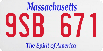 MA license plate 9SB671