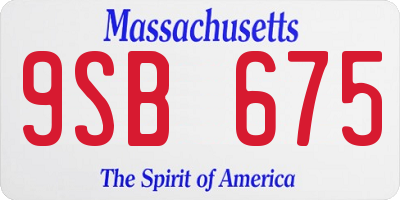 MA license plate 9SB675
