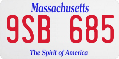 MA license plate 9SB685