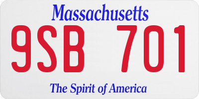 MA license plate 9SB701
