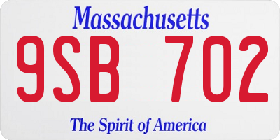 MA license plate 9SB702