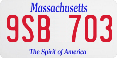 MA license plate 9SB703