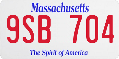 MA license plate 9SB704