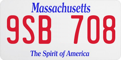 MA license plate 9SB708
