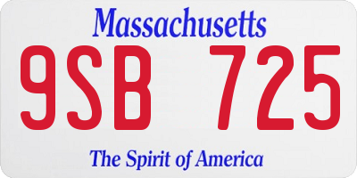 MA license plate 9SB725