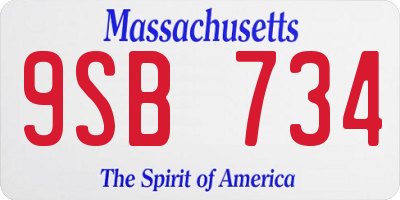 MA license plate 9SB734