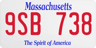MA license plate 9SB738