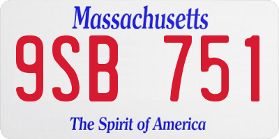 MA license plate 9SB751
