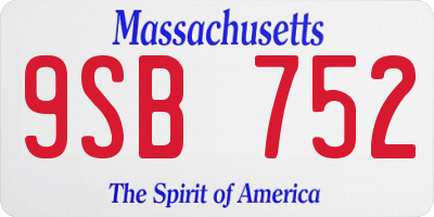 MA license plate 9SB752