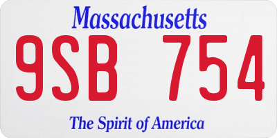 MA license plate 9SB754