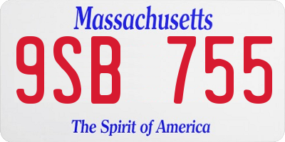 MA license plate 9SB755