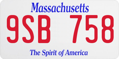 MA license plate 9SB758