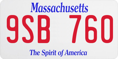 MA license plate 9SB760