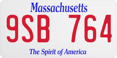 MA license plate 9SB764