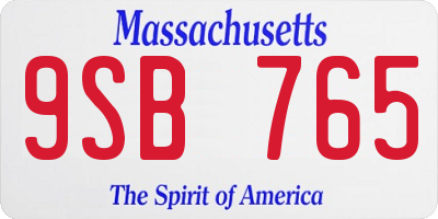 MA license plate 9SB765