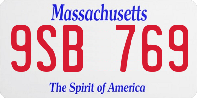 MA license plate 9SB769