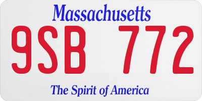 MA license plate 9SB772