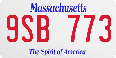 MA license plate 9SB773