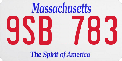 MA license plate 9SB783