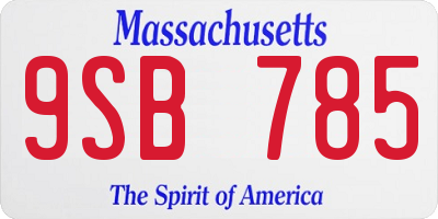 MA license plate 9SB785