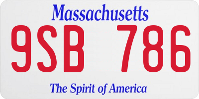MA license plate 9SB786