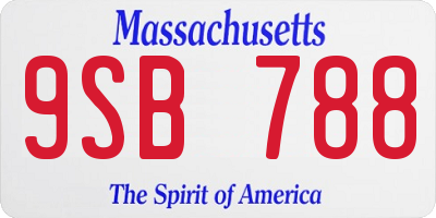 MA license plate 9SB788