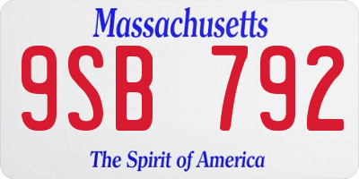 MA license plate 9SB792
