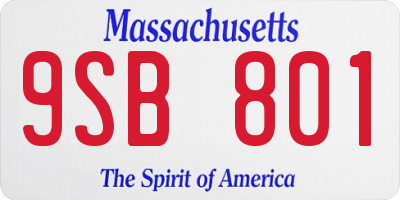 MA license plate 9SB801