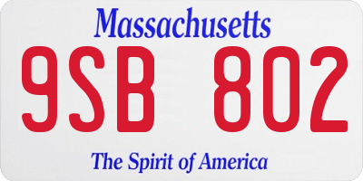 MA license plate 9SB802