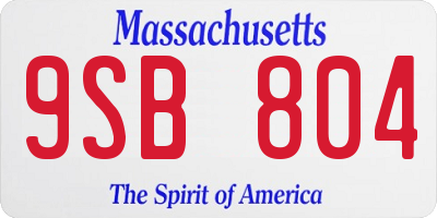 MA license plate 9SB804