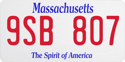 MA license plate 9SB807