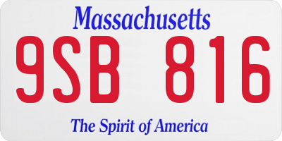 MA license plate 9SB816