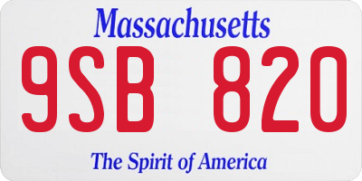 MA license plate 9SB820