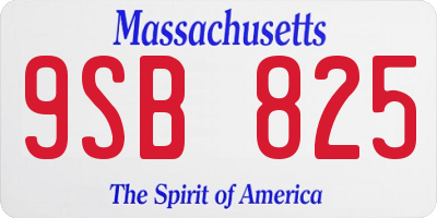 MA license plate 9SB825