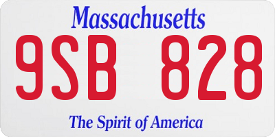 MA license plate 9SB828