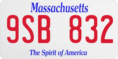 MA license plate 9SB832