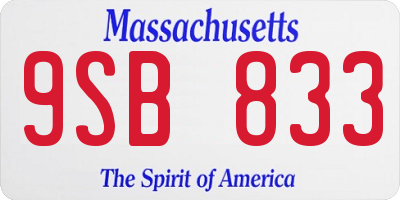 MA license plate 9SB833