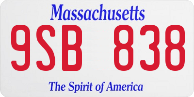 MA license plate 9SB838