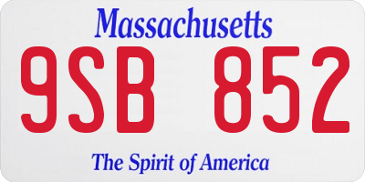 MA license plate 9SB852