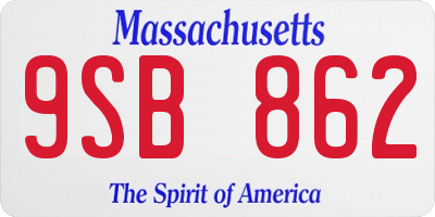 MA license plate 9SB862