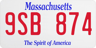 MA license plate 9SB874