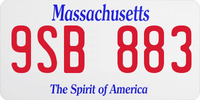 MA license plate 9SB883