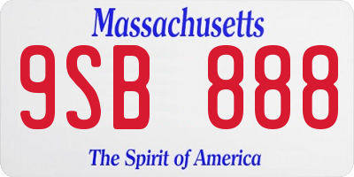 MA license plate 9SB888