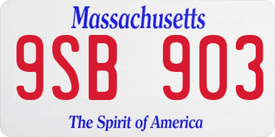 MA license plate 9SB903