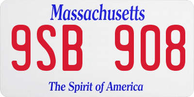 MA license plate 9SB908
