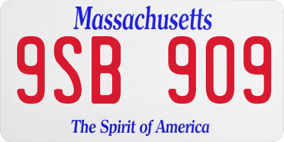 MA license plate 9SB909