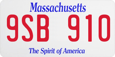 MA license plate 9SB910