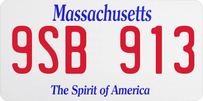 MA license plate 9SB913