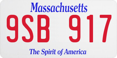 MA license plate 9SB917
