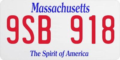 MA license plate 9SB918